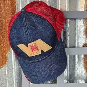 -Unisex RVCA VA All The Way Trucker Hat -‎ Rec Mesh & Denim Style